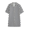 Grey Geometric Cube Shape Pattern Print Cotton Hawaiian Shirt
