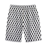 Grey Geometric Cube Shape Pattern Print Cotton Shorts