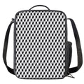 Grey Geometric Cube Shape Pattern Print Crossbody Lunch Bag