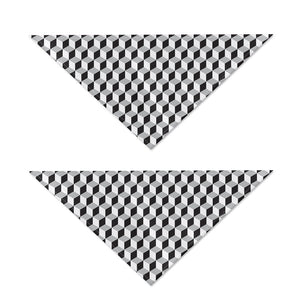 Grey Geometric Cube Shape Pattern Print Dog Bandana