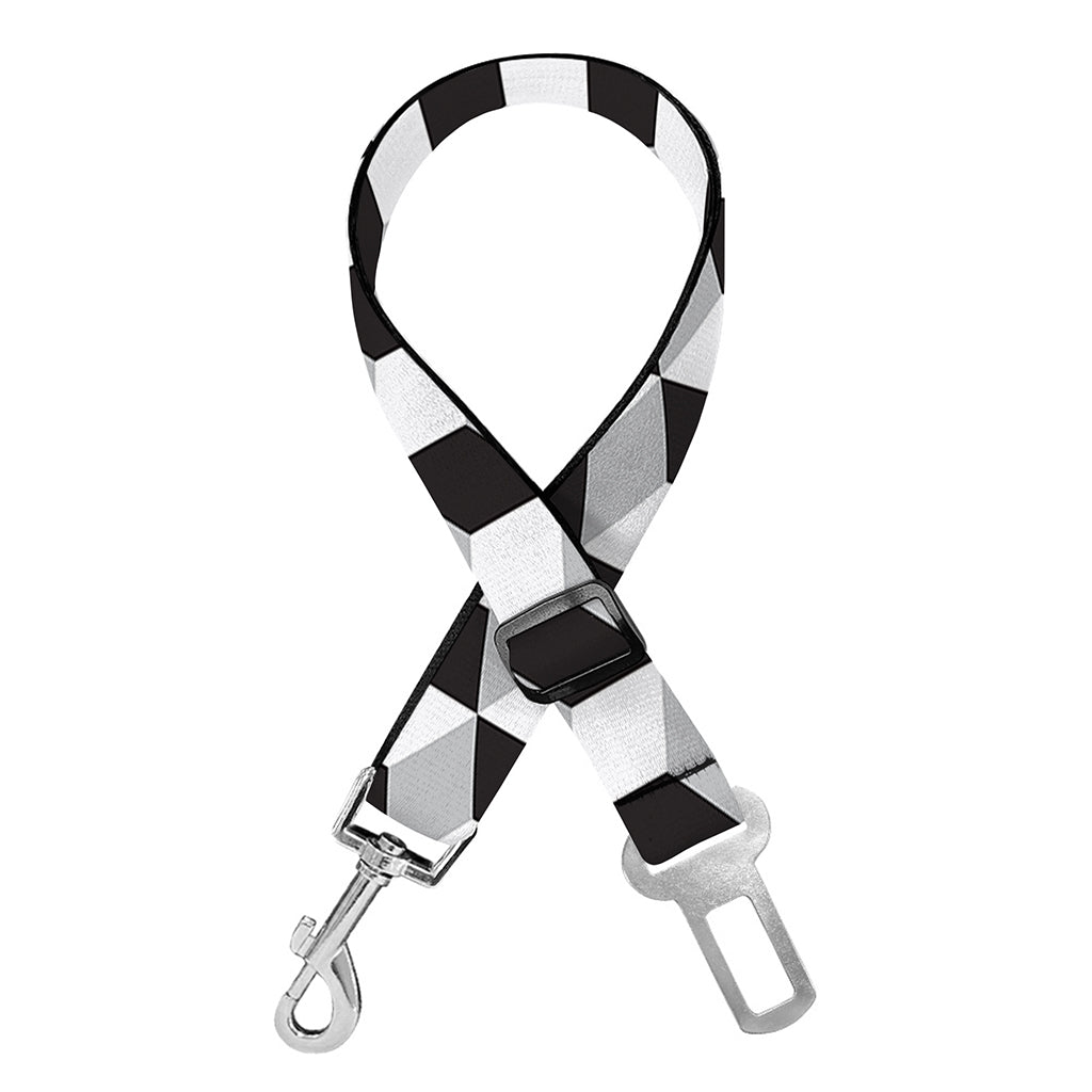 Grey Geometric Cube Shape Pattern Print Dog Seat Belt