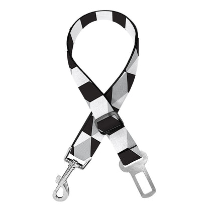 Grey Geometric Cube Shape Pattern Print Dog Seat Belt