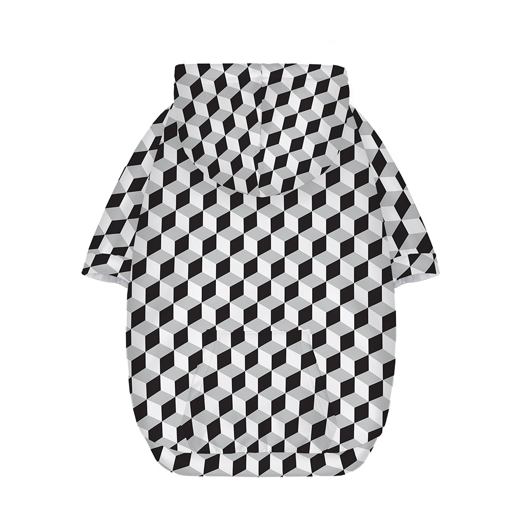 Grey Geometric Cube Shape Pattern Print Dog Zip Up Hoodie