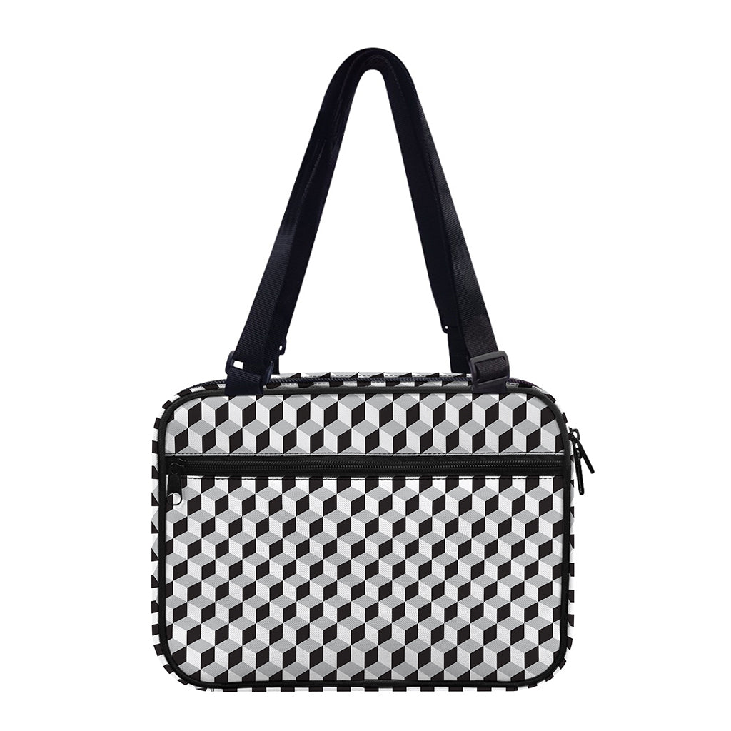 Grey Geometric Cube Shape Pattern Print Double Strap Bible Bag