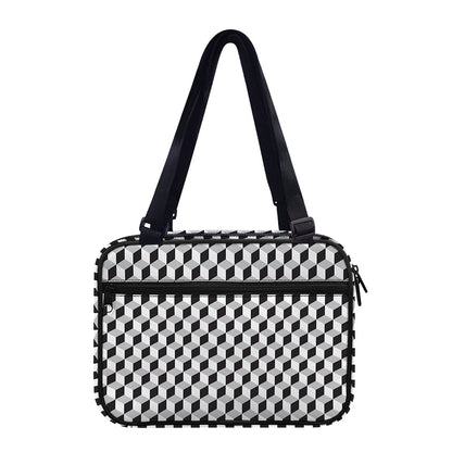 Grey Geometric Cube Shape Pattern Print Double Strap Bible Bag