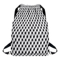 Grey Geometric Cube Shape Pattern Print Drawstring Backpack