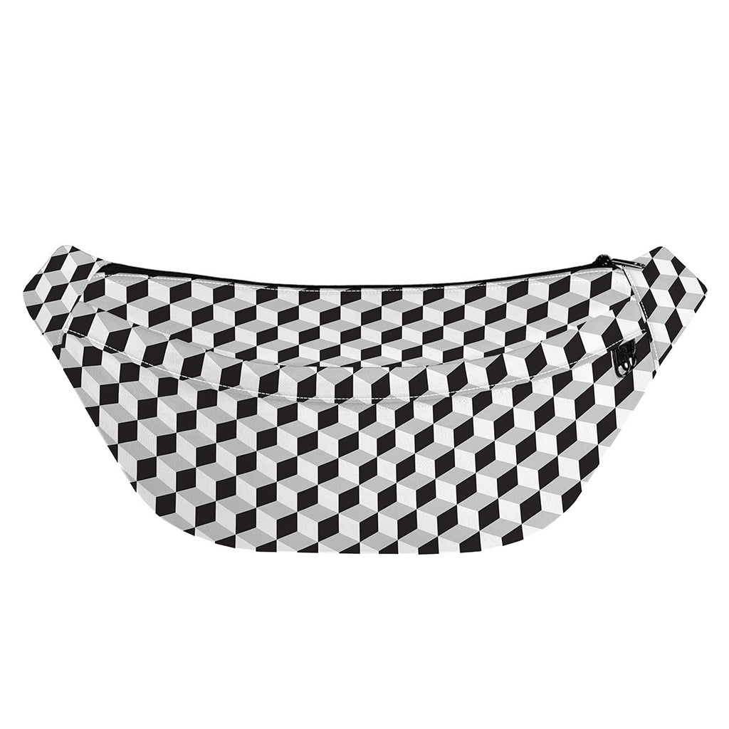 Grey Geometric Cube Shape Pattern Print Fanny Pack
