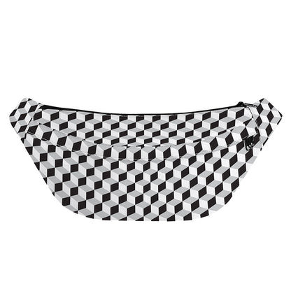 Grey Geometric Cube Shape Pattern Print Fanny Pack