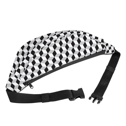 Grey Geometric Cube Shape Pattern Print Fanny Pack