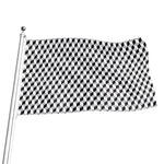 Grey Geometric Cube Shape Pattern Print Flag