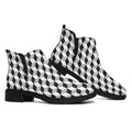 Grey Geometric Cube Shape Pattern Print Flat Ankle Boots