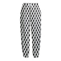 Grey Geometric Cube Shape Pattern Print Fleece Lined Knit Pants
