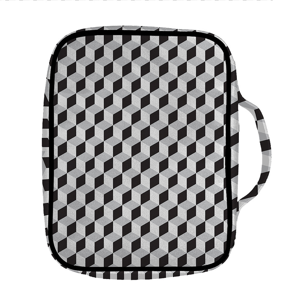Grey Geometric Cube Shape Pattern Print Front Pocket Bible Bag