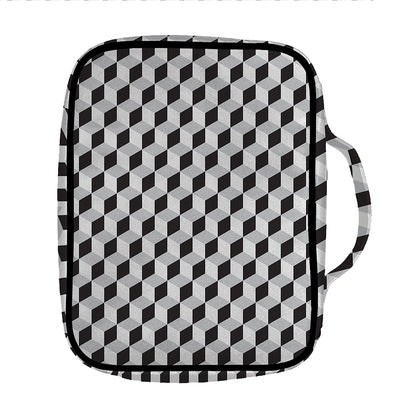 Grey Geometric Cube Shape Pattern Print Front Pocket Bible Bag