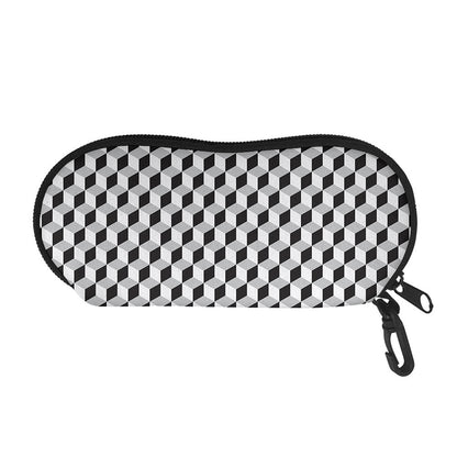 Grey Geometric Cube Shape Pattern Print Glasses Case