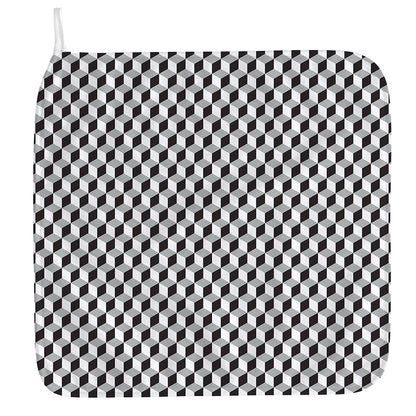 Grey Geometric Cube Shape Pattern Print Hand Towel