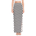 Grey Geometric Cube Shape Pattern Print High Slit Maxi Skirt