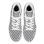 Grey Geometric Cube Shape Pattern Print High Top Leather Sneakers