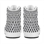 Grey Geometric Cube Shape Pattern Print High Top Leather Sneakers