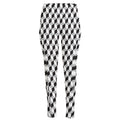 Grey Geometric Cube Shape Pattern Print High-Waisted Pocket Leggings