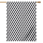 Grey Geometric Cube Shape Pattern Print House Flag