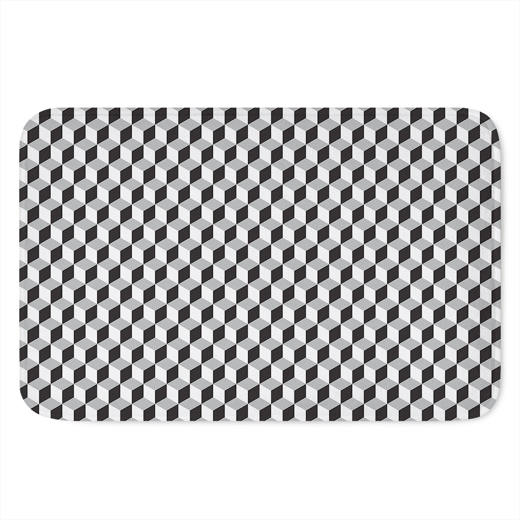 Grey Geometric Cube Shape Pattern Print Indoor Door Mat