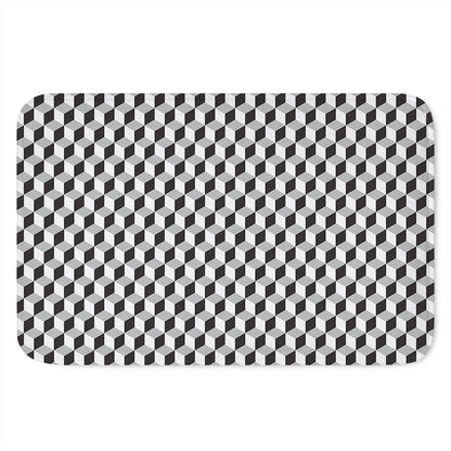 Grey Geometric Cube Shape Pattern Print Indoor Door Mat