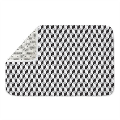 Grey Geometric Cube Shape Pattern Print Indoor Door Mat