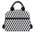 Grey Geometric Cube Shape Pattern Print Insulated Lunch Bag