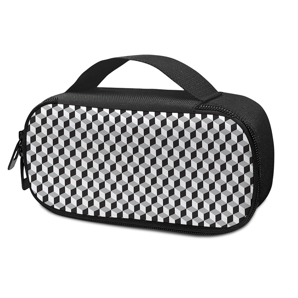 Grey Geometric Cube Shape Pattern Print Insulin Cooler Travel Case