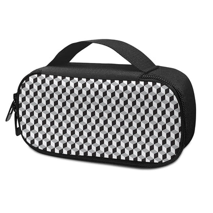 Grey Geometric Cube Shape Pattern Print Insulin Cooler Travel Case
