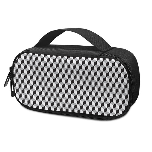 Grey Geometric Cube Shape Pattern Print Insulin Cooler Travel Case