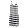 Grey Geometric Cube Shape Pattern Print Jersey Midi Cami Dress