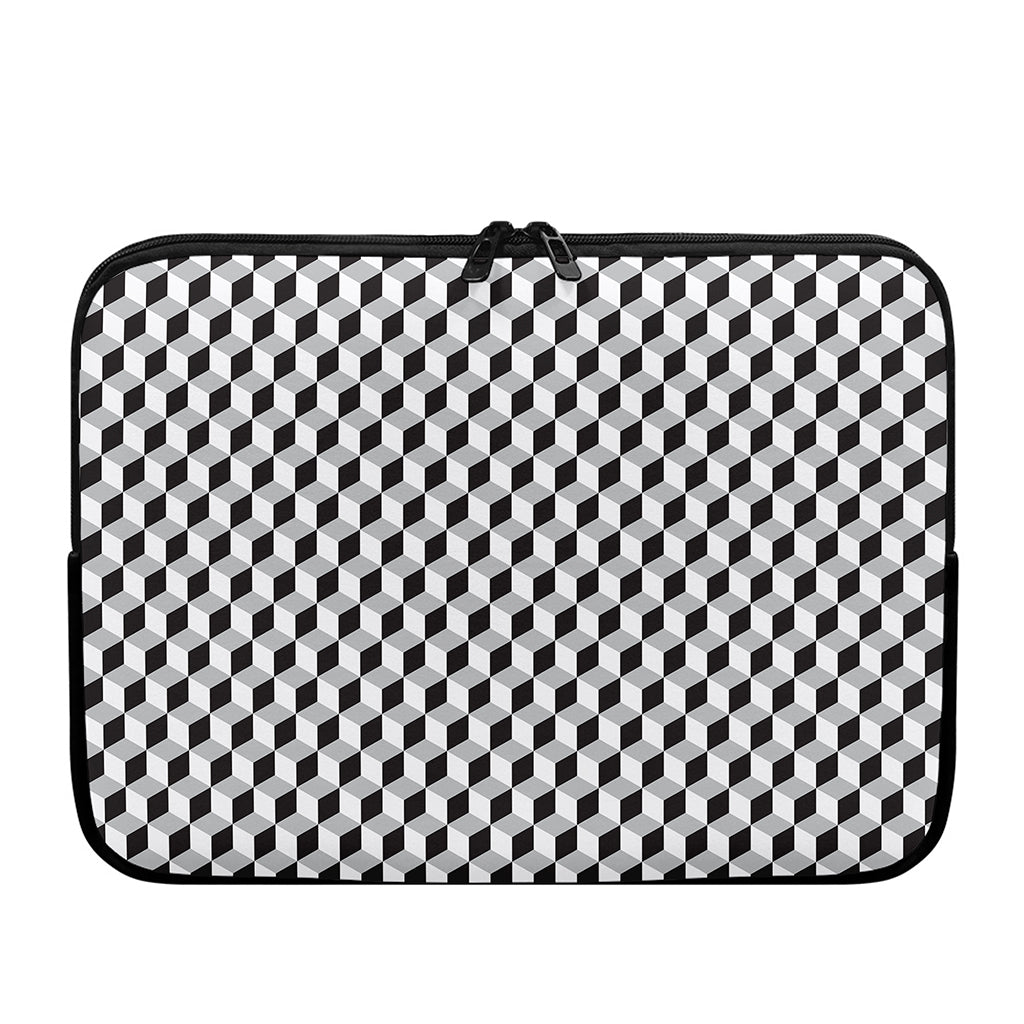 Grey Geometric Cube Shape Pattern Print Laptop Sleeve