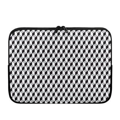 Grey Geometric Cube Shape Pattern Print Laptop Sleeve