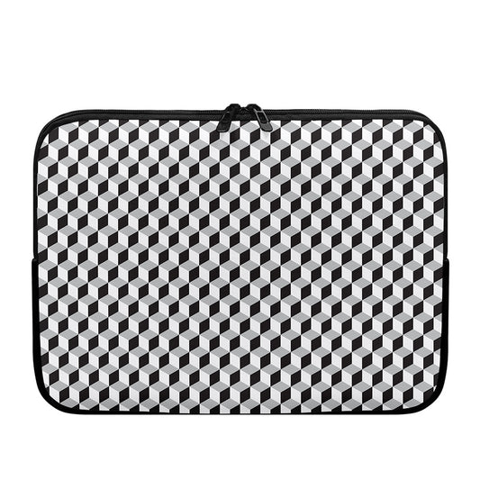 Grey Geometric Cube Shape Pattern Print Laptop Sleeve