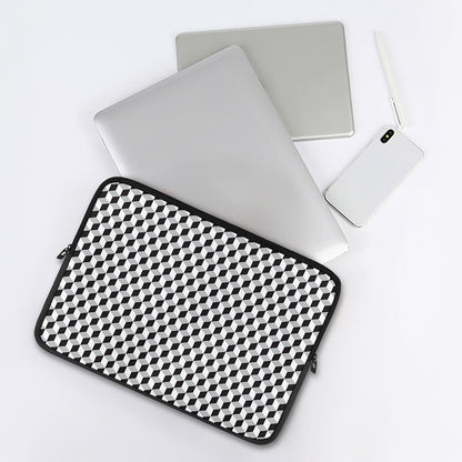 Grey Geometric Cube Shape Pattern Print Laptop Sleeve