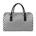 Grey Geometric Cube Shape Pattern Print Leather Duffel Bag