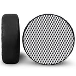Grey Geometric Cube Shape Pattern Print Leather Spare Tire Cover