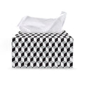 Grey Geometric Cube Shape Pattern Print Leather Tissue Box Cover
