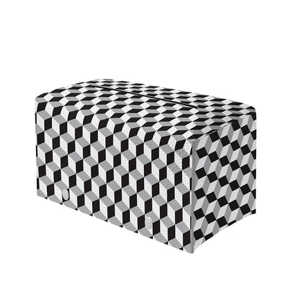 Grey Geometric Cube Shape Pattern Print Leather Tissue Box Cover