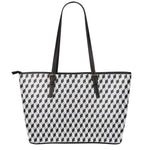 Grey Geometric Cube Shape Pattern Print Leather Tote Bag