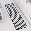 Grey Geometric Cube Shape Pattern Print Long Kitchen Mat