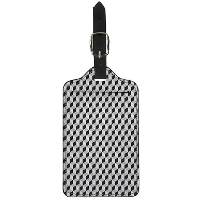 Grey Geometric Cube Shape Pattern Print Luggage Tag