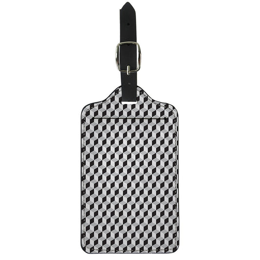 Grey Geometric Cube Shape Pattern Print Luggage Tag