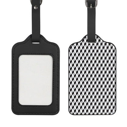 Grey Geometric Cube Shape Pattern Print Luggage Tag