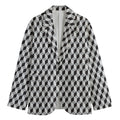 Grey Geometric Cube Shape Pattern Print Men's Cotton Blazer