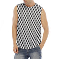 Grey Geometric Cube Shape Pattern Print Men's Fitness Tank Top