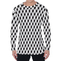Grey Geometric Cube Shape Pattern Print Men's Long Sleeve T-Shirt