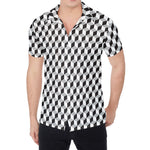 Grey Geometric Cube Shape Pattern Print Men's Shirt